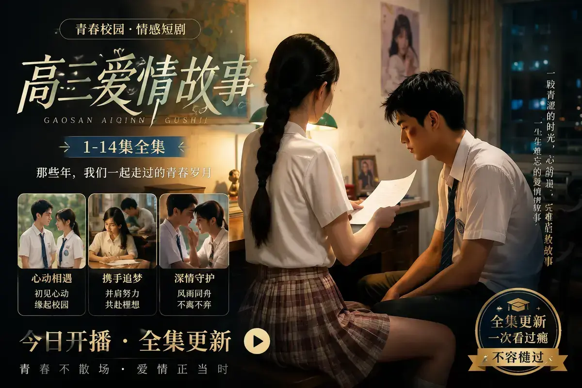 《AI短剧高三爱情故事》高清完整版在线观看 林澈苏晚晴校园恋曲初见心动误会虐心毕业告白 高三爱情故事中字无删减版免费看